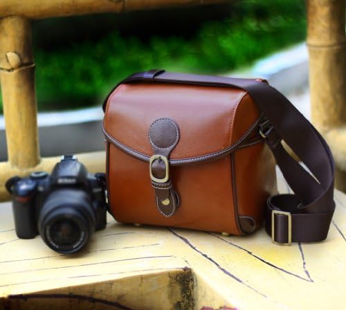 CamerAcc PU Leather Compact DSLR Camera Single Shoulder Protective Bag for Canon 550D/600D/60D/40D/500D/50D/1000D/350D/30D/450D/1D/5D/7D/20D/300D/400D, Nikon D90/D7000/D3100/D5000/D3000/D80/D70S/D70/D60/D40X/D40/D700/D300S/D300, Sony A580/A550/A500/A350/A390/A290/A200/A100/A33/A55, Pentax K-R/K-5/K-7/K-7D (Exterior Size: 20x15x20cmcm; Interior Size: 16x12x14.5cm) - Auburn