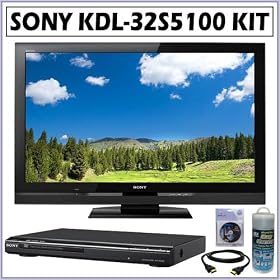 Sony Bravia S-Series KDL-32S5100 32-Inch 1080p LCD HDTV + DVD Accessory Kit