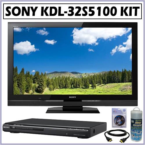 Sony Bravia S-Series KDL-32S5100 32-Inch 1080p LCD HDTV + DVD Accessory Kit