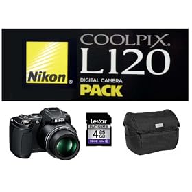 Nikon COOLPIX L120 14.1 MP Digital Camera (Black) + NIKON CASE + LEXAR 4GB SD Card = VALUE BUNDLE