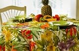 Bardwil Indoor Outdoor Tablecloth Umbrella Hole Oblong - Tropical Multi Floral