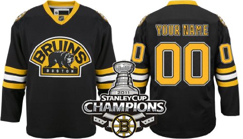 Personalized EDGE Boston Bruins Authentic NHL Jerseys ANY NAME/NO# THIRD Black Hockey Jersey w/2011 Stanley Cup Champions Patch (54/XXL)