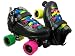 Sure Grip Rock GT50 Confetti Black Boots with Rainbow Wheels and Rainbow Laces Mens Boys Ladies Womens Girls Kids Childrens Youth Quad Speed Roller Skates