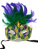 Festive Green, Purple and Gold Mardi Gras Mask with Feathers Festive Green, Purple and Gold Mardi Gras Mask with Feathers