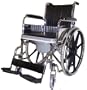 MedMobile All-In-One Chrome Steel Shower / Commode Wheelchair with Flip-up Armrests, Detachable Footrest, Plastic Commode Seat.