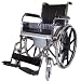 MedMobile All-In-One Chrome Steel Shower / Commode Wheelchair with Flip-up Armrests, Detachable Footrest, Plastic Commode Seat.