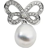 18K White Gold Paspaley South Sea Cultured Pearl and Diamond Brooch