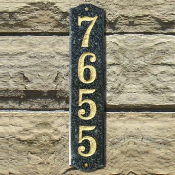 Wexford Vertical Address Plaque - Gold, White Granite - Grandin Road