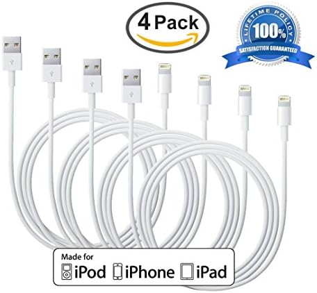 Antopos® 3 Feet / 1 Meter Sync and Charge Lightning to USB Cable ( 4 Pack ) ( White )
