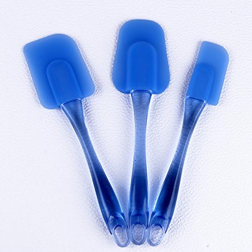 Flexible Silicone Spatula Set 3 Piece Blue Kitchen Gadget Nonstick Heat Resistant Baking Supply