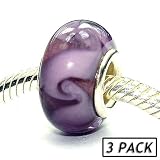 Coastal Collection Silver Glass Beads (3 Pack) - Plumberry (Pandora and Chamilia Compatible)