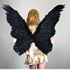Super Large Black Feather Butterfly Fairy Angel Wings w/ Free Halo 36x36inch