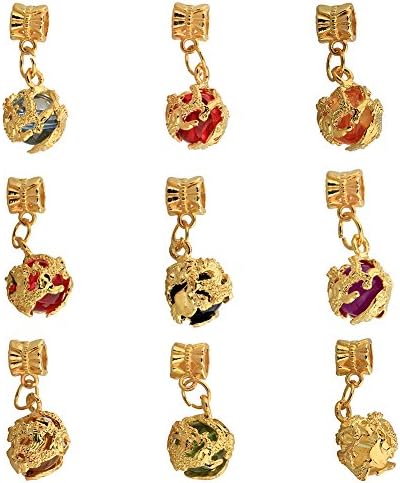 20pc Assorted Gold Plated Hollow Round Charm Bead Pendant European Bracelet AC074