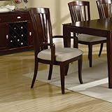 Set of 2 Dining Arm Chairs with Slat Design in Deep Cherry Finish