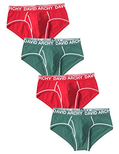 David Archy Men's 4 Pack Fresh and Bright Cotton Briefs