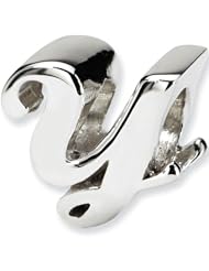 Reflection Beads Silver Letter Y Script Alphabet Bead