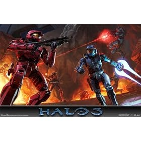 Halo 3 (Action) Black Wood-Mounted Art Poster Print - 24