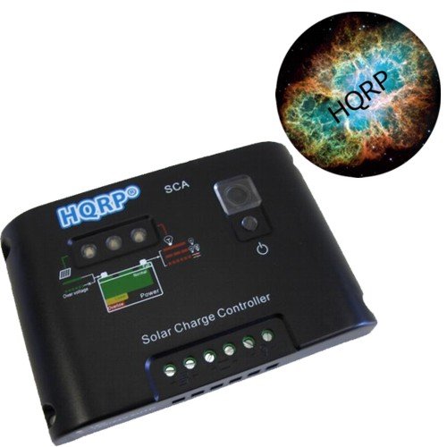 HQRP 10A Solar Panel Power Battery Charge Controller / Regulator 12V / 24V 10 Amp 150W with PWM Type of Charging plus HQRP Coaster