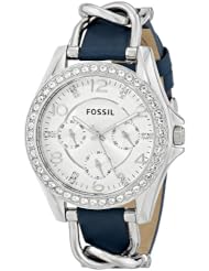 Fossil Womens ES3464 Riley Analog Display Analog Quartz Blue Watch