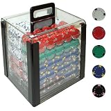 Trademark 1000 13 Gram Pro Clay Casino Poker Chips In Acrylic Carrier (Clear)