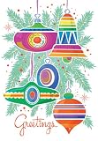 Vintage Retro Tree Ornaments - Boxed Holiday Christmas Greeting Cards - 10 Cards and Envelopes