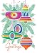 Vintage Retro Tree Ornaments - Boxed Holiday Christmas Greeting Cards - 10 Cards and Envelopes