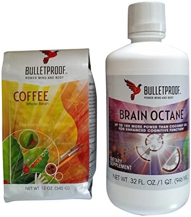 Bulletproof Whole Bean Coffee, Brain Octane Oil (32 oz.) Bundle with Article