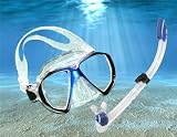 Focus Scuba Diving Dive Mask + Atlantis Semi Dry Drain Valve Dry Top Snorkel Set
