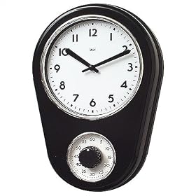 Bai Design BAI.280.BK Kitchen Timer Retro Modern Wall Clock in Black