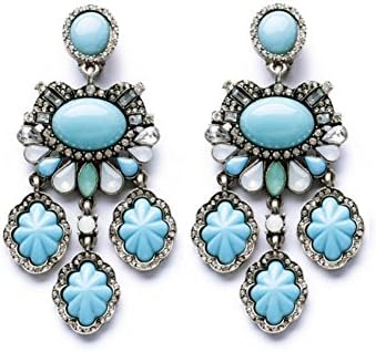 Star Pavilion 2015 Statement Fashion Women Jewelry Elegant Blue Carving Flowers Stud Earrings