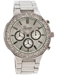 Geneva Platinum Womens Chronograph-style Watch, Silver