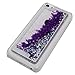 5C Case,funy flowing Quicksand Stars Liquid Shiny Bling Glitter Sparkle Transparent Crystal Clear Hard PC Cover Case for Apple iphone 5C (purple)