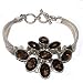 Silver Link Bracelet Smokey Quartz Gemstone Jewelry 8 inches (brclt205)