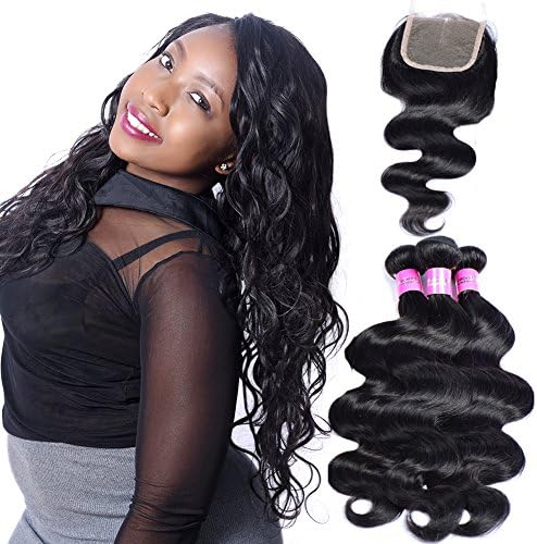 Meili Protea Virgin Brazilian Hair 3bundles/150g 10" 10" 10"and One 10" Lace Closure 4x4 Unprocessed 100% Human Remy Hair Weave Natural Black Colour