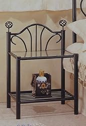 Black Finish Metal Night Stand Bedside Table