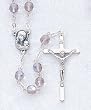 22" Silver Tone Rosary with 7mm Lavender Beads, Mary with Child Emblem, and Crucifix - Imported from ITALY 22" Silver Tone Rosary with 7mm Lavender Beads, Mary with Child Emblem, and Crucifix - Imported from ITALY