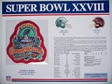 1993 Dallas Cowboys vs Buffalo Bills NFL Super Bowl 28 (XXVIII) 1994 Emmitt Smith MVP Willabee Ward Patch and Stat Panel Card
