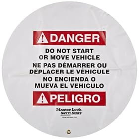 Master Lock 4724 Steering Wheel Warning Cover for Lockout/Tagout, 24-Inch