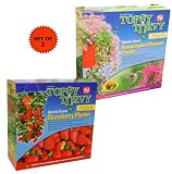 TOPSY TURVY HUMMINGBIRD HANGOUT WITH STRAWBERRY PLANTER-''TURNING THE WORLD OF GARDENING UPSIDE DOWN''