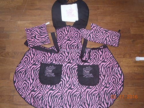 Zebra pink/black print apron set