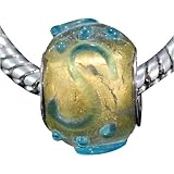 Clear With Gold Foil Round Murano Glass Pugster