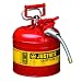 Justrite AccuFlow 7220120 Type II Galvanized Steel Safety Can, 2 Gallons Capacity, Red
