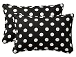 Pack of 2 Outdoor Patio Rectangular Throw Pillows 18.5" -Black & White Polka Dot