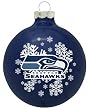 SEATTLE SEAHAWKS (2 5/8" In Diameter) Glass Logo CHRISTMAS ORNAMENT (Snowflake Design)