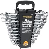 Wilmar W1069 22-Piece SAE/Metric Polished Combo Wrench Set