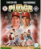 Autographed/Hand Signed Ivan Rodriguez & Carlton Fisk Texas Rangers & Boston Red Sox
