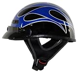 Vega XTS Bright Blue and Metallic Silver Flame X-Small Half Helmet