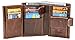 Large RFID Genuine Leather Card Holder Trifold Wallet Snap Closure 3 ID Windows for men (Coffee)