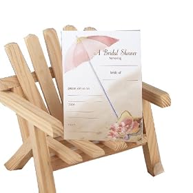Hortense B. Hewitt Wedding Accessories, Item 71404, Beach Umbrella Bridal Shower Invitations, Pack of 25