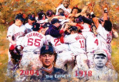 Professionally Framed Boston Red Sox 2004 World Series Celebration Sports Poster Print - 11x17 with RichAndFramous Black Wood Frame